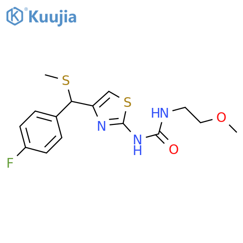 1-4-({(4-fluorophenyl)methylsulfanyl}methyl)-1,3-thiazol-2-yl-3-(2-methoxyethyl)urea structure