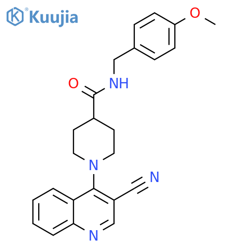 1-(3-cyanoquinolin-4-yl)-N-[(4-methoxyphenyl)methyl]piperidine-4-carboxamide structure