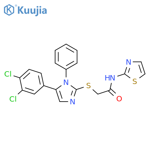 2-{[5-(3,4-dichlorophenyl)-1-phenyl-1H-imidazol-2-yl]sulfanyl}-N-(1,3-thiazol-2-yl)acetamide structure