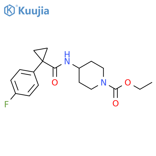 ethyl 4-1-(4-fluorophenyl)cyclopropaneamidopiperidine-1-carboxylate structure