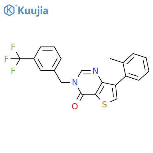 7-(2-methylphenyl)-3-{[3-(trifluoromethyl)phenyl]methyl}-3H,4H-thieno[3,2-d]pyrimidin-4-one structure