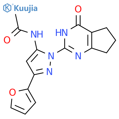N-3-(furan-2-yl)-1-{4-oxo-3H,4H,5H,6H,7H-cyclopentadpyrimidin-2-yl}-1H-pyrazol-5-ylacetamide structure
