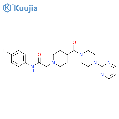 N-(4-fluorophenyl)-2-{4-4-(pyrimidin-2-yl)piperazine-1-carbonylpiperidin-1-yl}acetamide structure