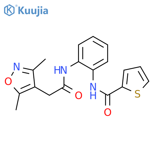 N-{2-2-(3,5-dimethyl-1,2-oxazol-4-yl)acetamidophenyl}thiophene-2-carboxamide structure