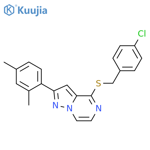 4-{[(4-chlorophenyl)methyl]sulfanyl}-2-(2,4-dimethylphenyl)pyrazolo[1,5-a]pyrazine structure