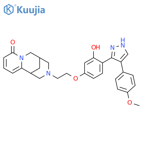 11-(2-{3-hydroxy-4-[4-(4-methoxyphenyl)-1H-pyrazol-3-yl]phenoxy}ethyl)-7,11-diazatricyclo[7.3.1.0^{2,7}]trideca-2,4-dien-6-one structure