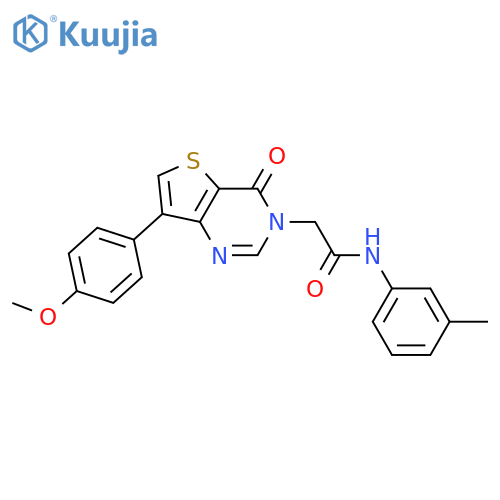 2-[7-(4-methoxyphenyl)-4-oxo-3H,4H-thieno[3,2-d]pyrimidin-3-yl]-N-(3-methylphenyl)acetamide structure