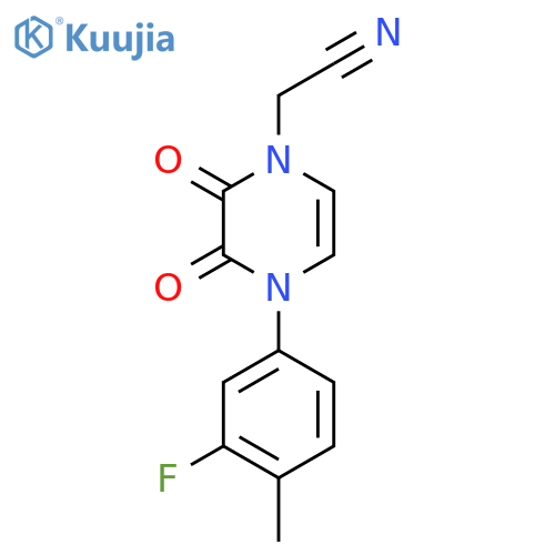 2-4-(3-fluoro-4-methylphenyl)-2,3-dioxo-1,2,3,4-tetrahydropyrazin-1-ylacetonitrile structure