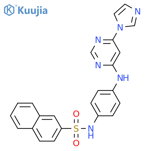 N-(4-{[6-(1H-imidazol-1-yl)pyrimidin-4-yl]amino}phenyl)naphthalene-2-sulfonamide structure