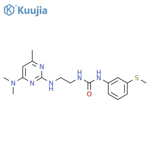 3-(2-{4-(dimethylamino)-6-methylpyrimidin-2-ylamino}ethyl)-1-3-(methylsulfanyl)phenylurea structure