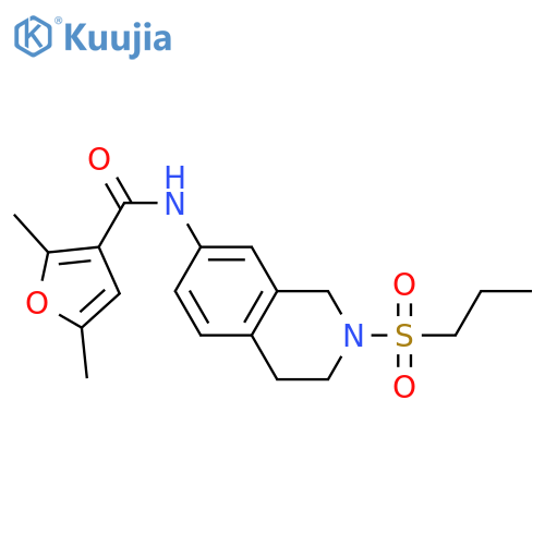 2,5-dimethyl-N-2-(propane-1-sulfonyl)-1,2,3,4-tetrahydroisoquinolin-7-ylfuran-3-carboxamide structure