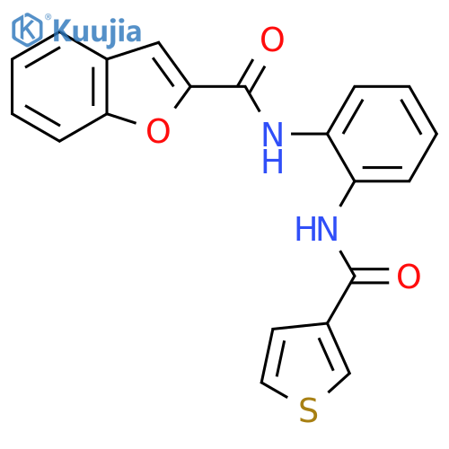 N-2-(thiophene-3-amido)phenyl-1-benzofuran-2-carboxamide structure