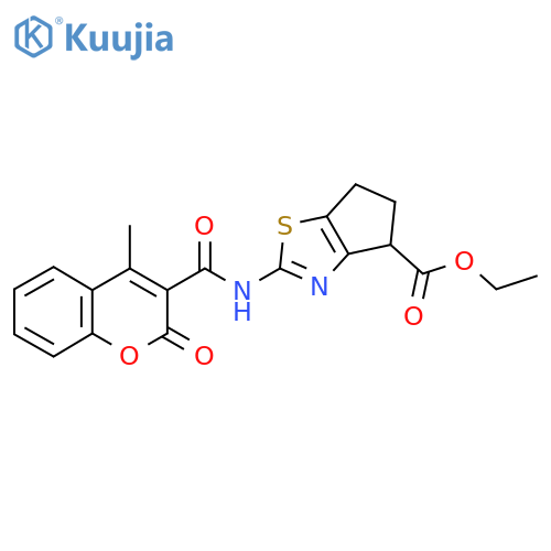 ethyl 2-(4-methyl-2-oxo-2H-chromene-3-amido)-4H,5H,6H-cyclopentad1,3thiazole-4-carboxylate structure