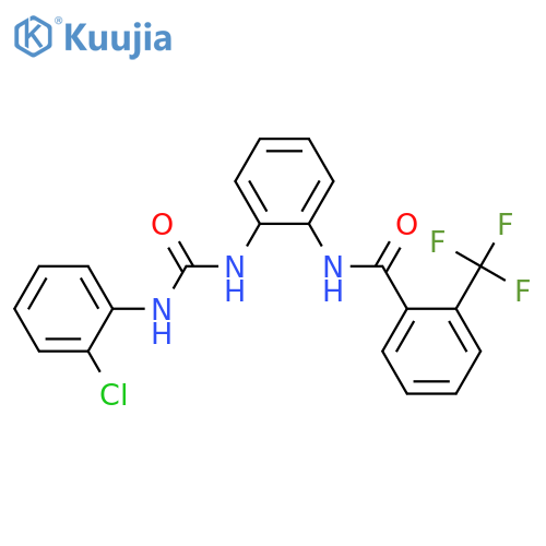 N-(2-{[(2-chlorophenyl)carbamoyl]amino}phenyl)-2-(trifluoromethyl)benzamide structure