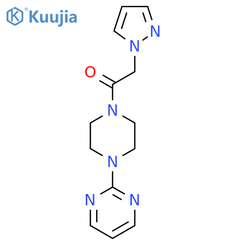 2-(1H-pyrazol-1-yl)-1-4-(pyrimidin-2-yl)piperazin-1-ylethan-1-one structure
