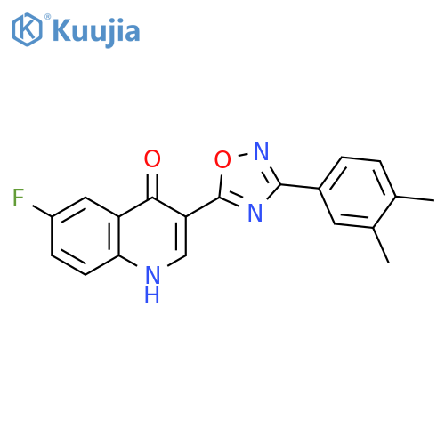 3-[3-(3,4-dimethylphenyl)-1,2,4-oxadiazol-5-yl]-6-fluoro-1,4-dihydroquinolin-4-one structure
