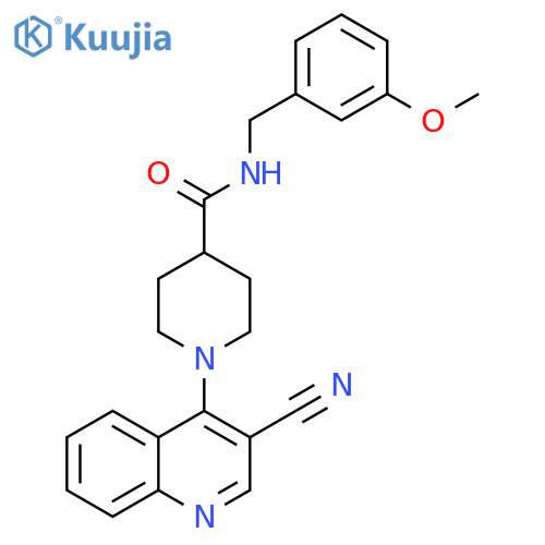 1-(3-cyanoquinolin-4-yl)-N-[(3-methoxyphenyl)methyl]piperidine-4-carboxamide structure