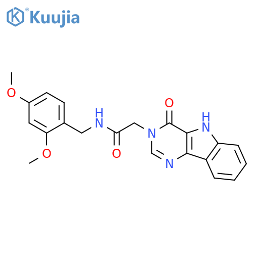 N-[(2,4-dimethoxyphenyl)methyl]-2-{4-oxo-3H,4H,5H-pyrimido[5,4-b]indol-3-yl}acetamide structure