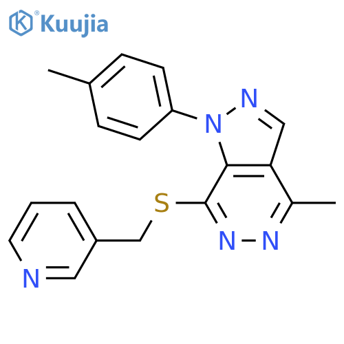 3-({4-methyl-1-(4-methylphenyl)-1H-pyrazolo3,4-dpyridazin-7-ylsulfanyl}methyl)pyridine structure
