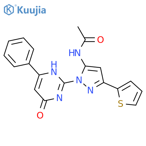 N-1-(6-oxo-4-phenyl-1,6-dihydropyrimidin-2-yl)-3-(thiophen-2-yl)-1H-pyrazol-5-ylacetamide structure