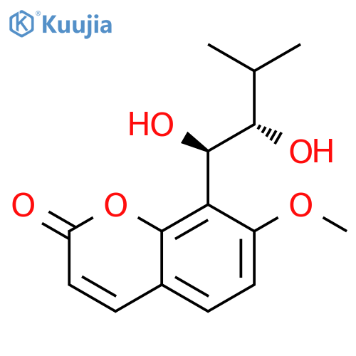 2H-1-Benzopyran-2-one,8-[(1R,2S)-1,2-dihydroxy-3-methylbutyl]-7-methoxy-, rel-(-)- structure