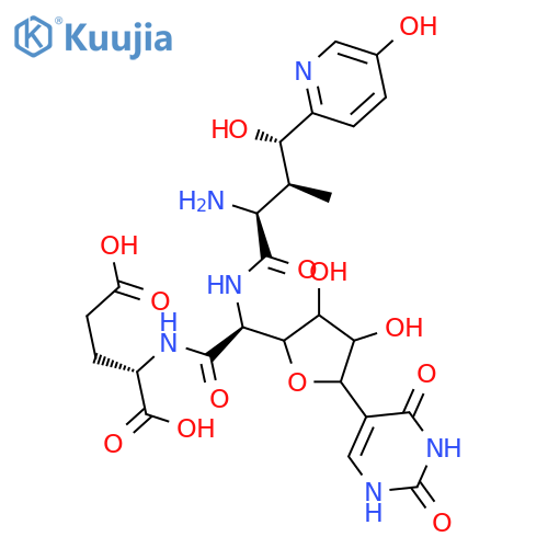 L-Glutamic acid,(3S,4S)-4-(5-hydroxy-2-pyridinyl)-3-methyl-L-homoseryl-(6S)-2-amino-3,6-anhydro-2-deoxy-6-C-(1,2,3,4-tetrahydro-2,4-dioxo-5-pyrimidinyl)-L-allonoyl- structure