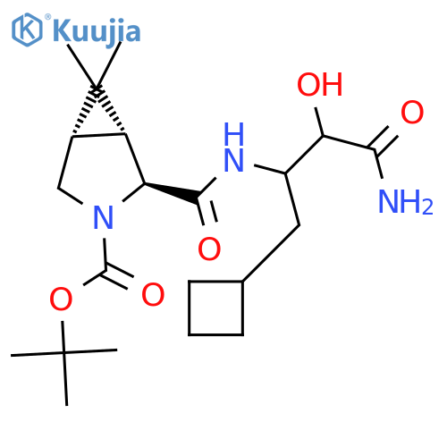 (1R,2S,5S)-tert-butyl 2-(4-amino-1-cyclobutyl-3-hydroxy-4-oxobutan-2-ylcarbamoyl)-6,6-dimethyl-3-azabicyclo[3.1.0]hexane-3-carboxylate structure