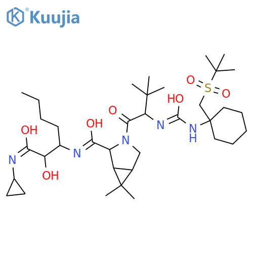 (1R,2S,5S)-3-[(2S)-2-[[1-(Tert-butylsulfonylmethyl)cyclohexyl]carbamoylamino]-3,3-dimethylbutanoyl]-N-[(3S)-1-(cyclopropylamino)-2-hydroxy-1-oxoheptan-3-yl]-6,6-dimethyl-3-azabicyclo[3.1.0]hexane-2-carboxamide structure
