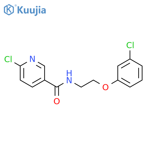 6-chloro-N-2-(3-chlorophenoxy)ethylpyridine-3-carboxamide structure