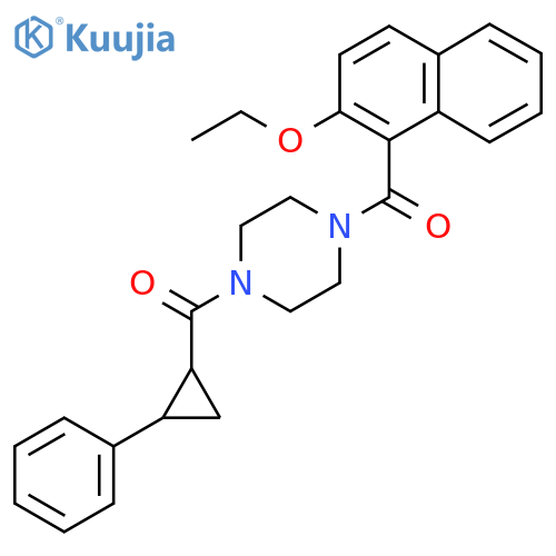 1-(2-ethoxynaphthalene-1-carbonyl)-4-(2-phenylcyclopropanecarbonyl)piperazine structure