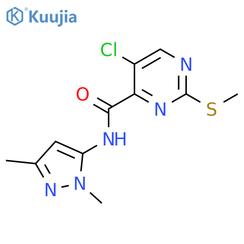 5-chloro-N-(1,3-dimethyl-1H-pyrazol-5-yl)-2-(methylsulfanyl)pyrimidine-4-carboxamide structure