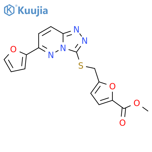 methyl 5-({6-(furan-2-yl)-1,2,4triazolo4,3-bpyridazin-3-ylsulfanyl}methyl)furan-2-carboxylate structure