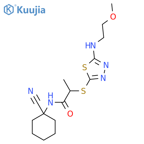 N-(1-cyanocyclohexyl)-2-({5-[(2-methoxyethyl)amino]-1,3,4-thiadiazol-2-yl}sulfanyl)propanamide structure