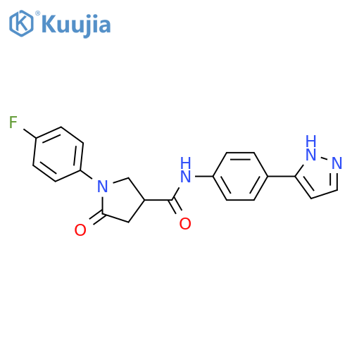 1-(4-fluorophenyl)-5-oxo-N-4-(1H-pyrazol-3-yl)phenylpyrrolidine-3-carboxamide structure