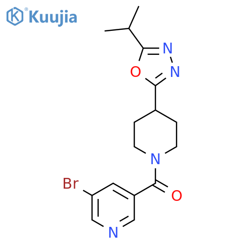 3-bromo-5-{4-5-(propan-2-yl)-1,3,4-oxadiazol-2-ylpiperidine-1-carbonyl}pyridine structure