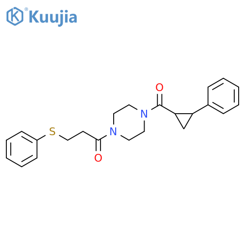 1-[4-(2-phenylcyclopropanecarbonyl)piperazin-1-yl]-3-(phenylsulfanyl)propan-1-one structure