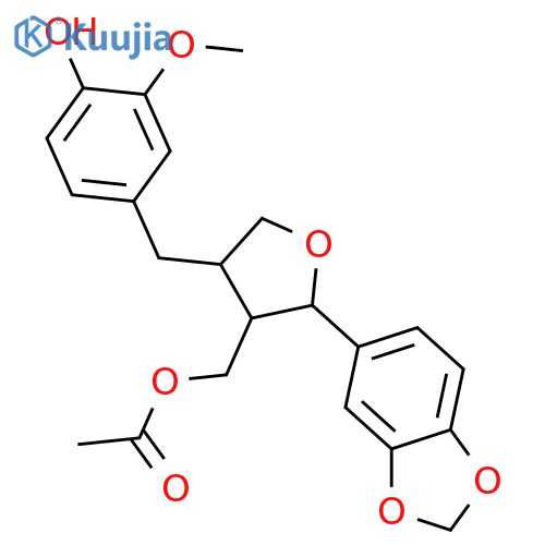 3-Furanmethanol, 2-(1,3-benzodioxol-5-yl)tetrahydro-4-[(4-hydroxy-3-methoxyphenyl)methyl]-, 3-acetate, (2S,3R,4R)- structure
