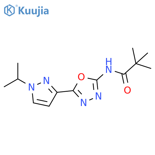 2,2-dimethyl-N-{5-1-(propan-2-yl)-1H-pyrazol-3-yl-1,3,4-oxadiazol-2-yl}propanamide structure