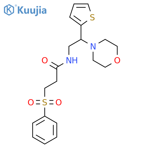 3-(benzenesulfonyl)-N-2-(morpholin-4-yl)-2-(thiophen-2-yl)ethylpropanamide structure