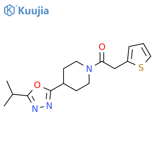 1-{4-5-(propan-2-yl)-1,3,4-oxadiazol-2-ylpiperidin-1-yl}-2-(thiophen-2-yl)ethan-1-one structure