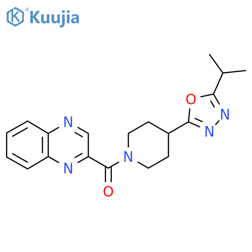2-{4-5-(propan-2-yl)-1,3,4-oxadiazol-2-ylpiperidine-1-carbonyl}quinoxaline structure