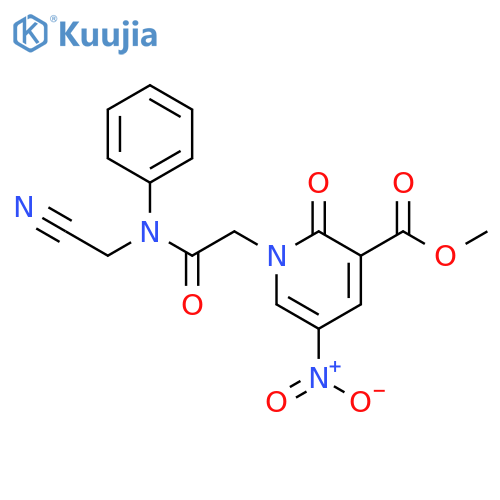 Methyl 1-[2-[(cyanomethyl)phenylamino]-2-oxoethyl]-1,2-dihydro-5-nitro-2-oxo-3-pyridinecarboxylate structure
