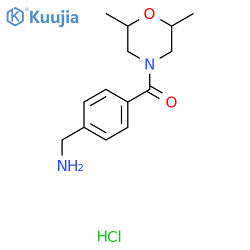 1-[4-(2,6-dimethylmorpholine-4-carbonyl)phenyl]methanamine hydrochloride structure