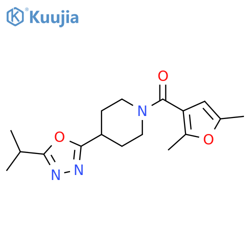 1-(2,5-dimethylfuran-3-carbonyl)-4-5-(propan-2-yl)-1,3,4-oxadiazol-2-ylpiperidine structure