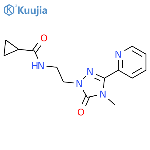 N-{2-4-methyl-5-oxo-3-(pyridin-2-yl)-4,5-dihydro-1H-1,2,4-triazol-1-ylethyl}cyclopropanecarboxamide structure