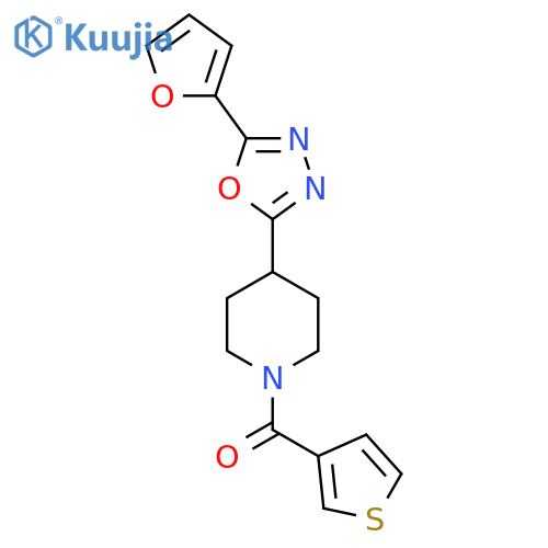 4-5-(furan-2-yl)-1,3,4-oxadiazol-2-yl-1-(thiophene-3-carbonyl)piperidine structure