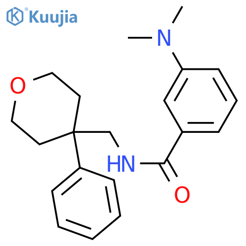 3-(dimethylamino)-N-(4-phenyloxan-4-yl)methylbenzamide structure
