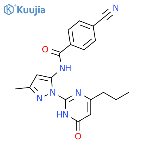 4-cyano-N-[3-methyl-1-(6-oxo-4-propyl-1,6-dihydropyrimidin-2-yl)-1H-pyrazol-5-yl]benzamide structure