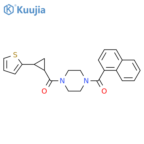1-(naphthalene-1-carbonyl)-4-2-(thiophen-2-yl)cyclopropanecarbonylpiperazine structure