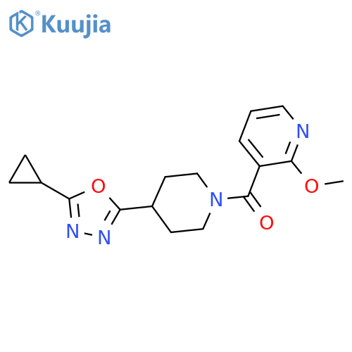 3-4-(5-cyclopropyl-1,3,4-oxadiazol-2-yl)piperidine-1-carbonyl-2-methoxypyridine structure